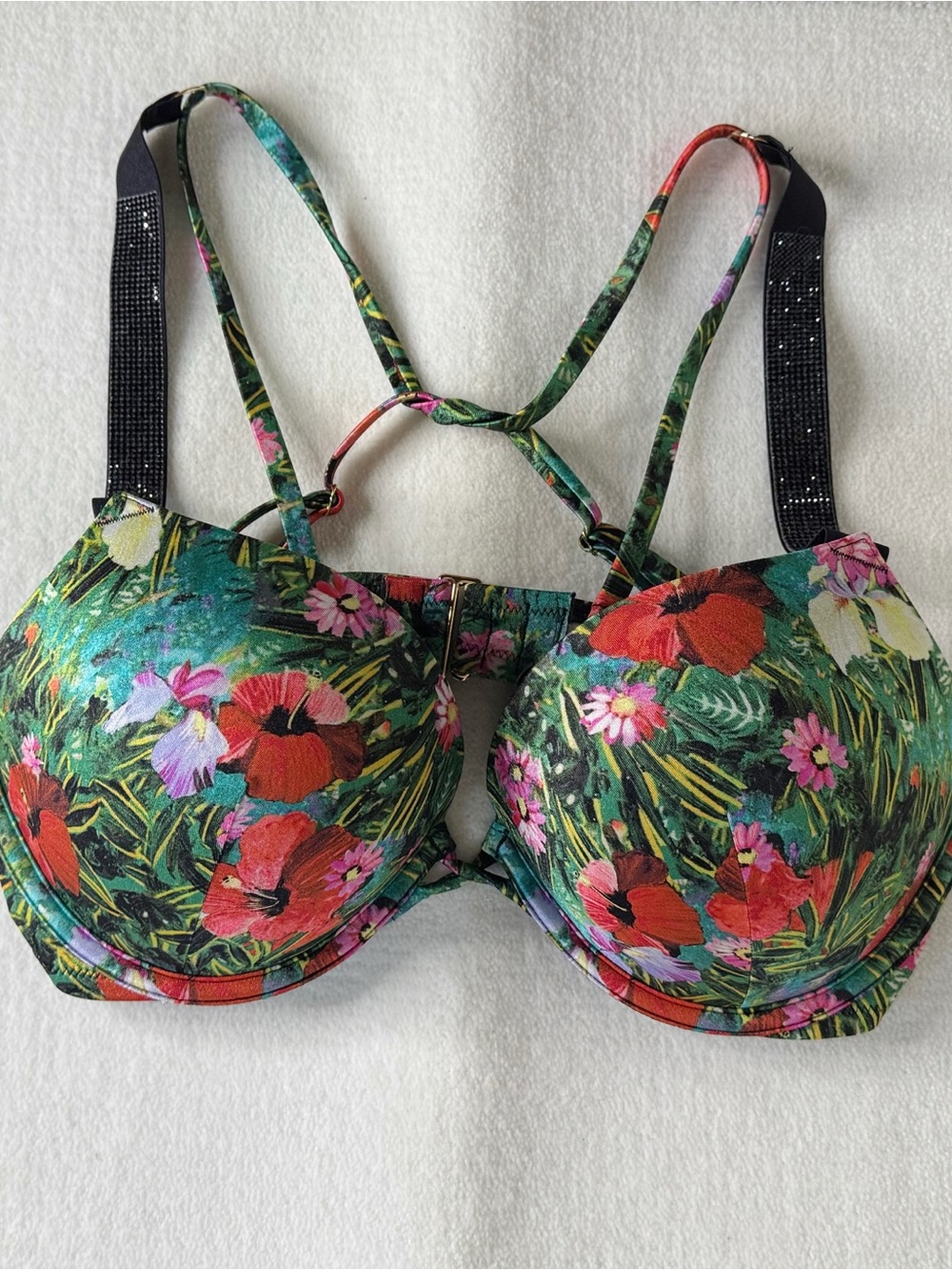 Victoria's Secret Tropical  Bombshell Floral Underwire Bikini Green Multi 36C/M - Picture 15 of 16